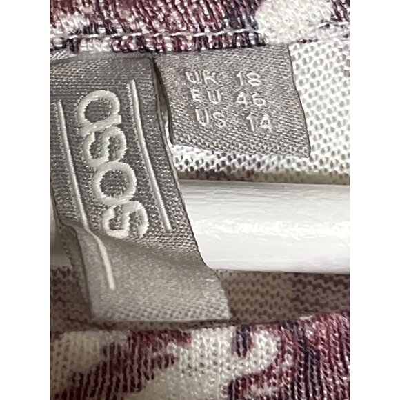 ASOS Brown Red Paisley Poncho Blouse Size 14 Boho Fall - Picture 3 of 8